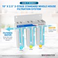 thumbnail image 4 of Max Water 3 Stage 10 inch Standard Water Filtration System, Whole House, Sediment + GAC + CTO, 4 of 6
