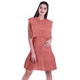 thumbnail image 1 of Moomaya Womens Ruffle Sleeve A,Line Schiffli Dress Solid Designer Party Dress, 1 of 6