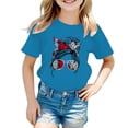 thumbnail image 1 of LUOGENLI T-Shirt pour Filles Enfant Filles Mignon Imprimé Graphique Col Rond Manche Courte Tee Été Décontracté T-Shirt Chandails pour Filles Tendance Été Plus Marine 9-10 Ans, 1 of 5