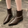 thumbnail image 4 of Styesk Boots for Women Women's Fashion Casual Spring Short Boots Solid Color Splicing Pointed Back Zipper Thick Heel Low Heel Ankle Boots Work Boots for Women, 4 of 9