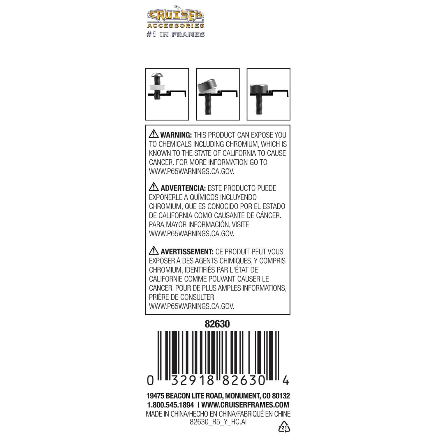 Cruiser Accessories, bouchons de fixation, ferrure noire