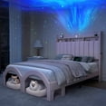 thumbnail image 1 of SIBEDS Bed Frame with Storage Drawers and Galaxy Star Projector PU Upholstered Pink Headboard, Queen, 1 of 9