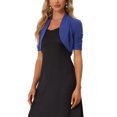 thumbnail image 4 of INSPIRE CHIC Women's Short Sleeves Bolero Open Front Shrugs Cropped Cardigan Royal Blue M, 4 of 6