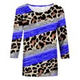 thumbnail image 5 of CEHVOM T-shirt Ample à Imprimé Léopard pour Femme, Manches 3/4, Col Rond, Haut Décontracté, Liquidation, 5 of 5