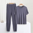 thumbnail image 2 of AherBiu Pyjamas Grande Taille pour Femmes Ensembles 2 Pcs Hauts à Col Ras du Cou Tenues d'Intérieur Ensembles Assortis Pantalons de Pyjama Longs Ensembles de Nuit, 2 of 3