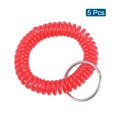 thumbnail image 3 of Unique Bargains Plastic Wrist Coil Keyring Stretchable Spiral Keychain, Red 5 Pack, 3 of 5
