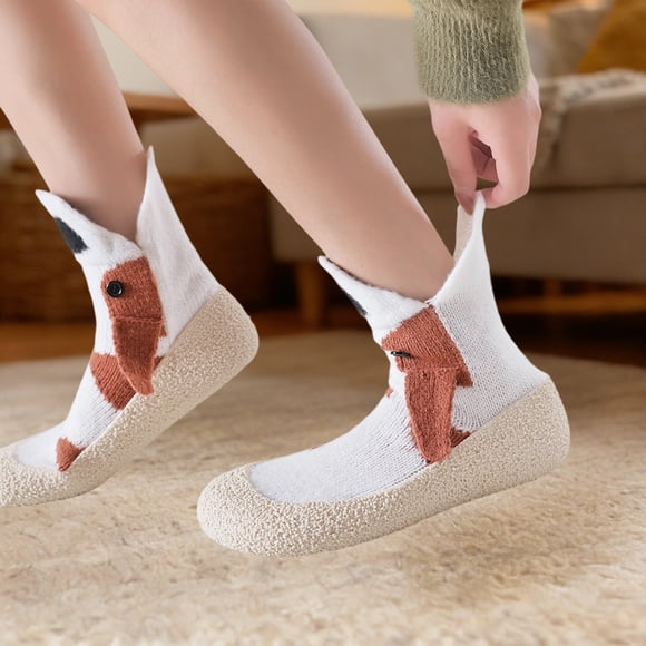Animal Design Floor Socks for Home Comfort Warm Indoor Slipper Stockings with Non- Grips and Playful Creature Graphics