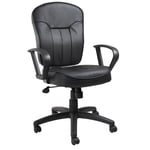 Boss Office Products Chaise de travail en cuir noir avec bras en boucle