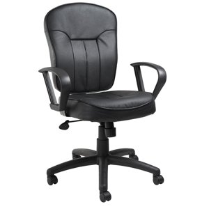 Boss Office Products Chaise de travail en cuir noir avec bras en boucle