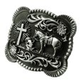 thumbnail image 4 of Moranse Boucles de Ceinture Design Croix Cowboy et Cheval (Argent Fleur), 4 of 4