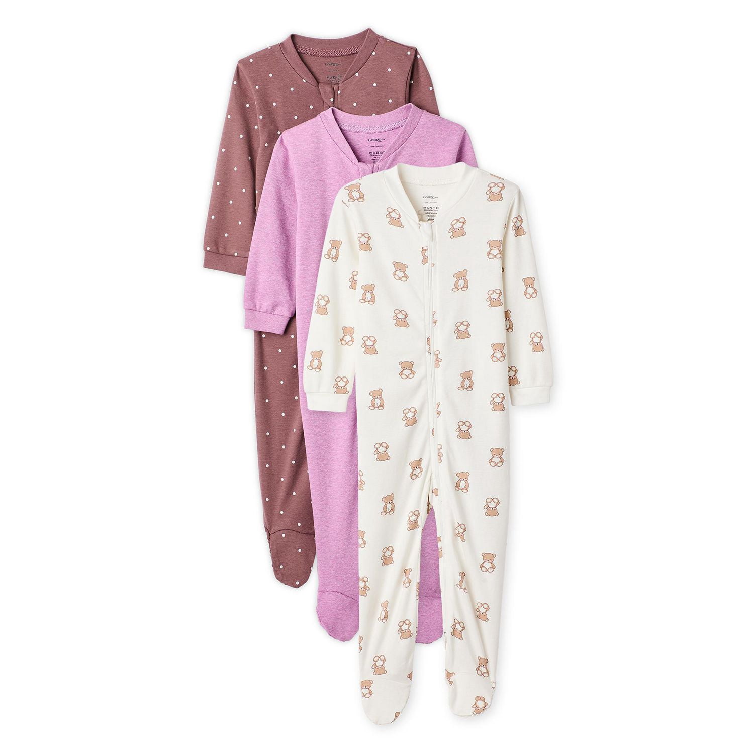Lot de 3 grenouillères George pour bébés filles