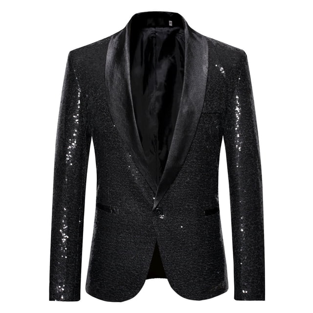 Mikilon Veste de Complet Décontractée à Paillettes pour Homme, Automne et Hiver, Personnalité