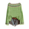 thumbnail image 1 of WTXUE Chandail Décontracté Léger Vintage Fair Isle pour Femmes, Manches Raglan, Col Rond, Tricoté, Imprimé Artistique, Chandail à Enfiler, Chandails Confortables et Chauds d'Automne, Hauts Bohèmes Tendance Western, Chemisiers Habillés Décontractés, Vert 3TG, 1 of 4