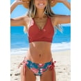 thumbnail image 4 of Women's Bikini Swimsuit Front Cross Lace Up Two Piece Bathing Suit, 4 of 6