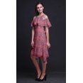 thumbnail image 4 of Bimba Robe Midi à Manches Volantées pour Femmes, Tunique Évasée à Épaules Dénudées à Imprimé Damassé - Grand, 4 of 6
