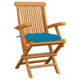 thumbnail image 2 of vidaXL Garden Chairs with Light Blue Cushions 3 pcs Solid Teak Wood, 2 of 12