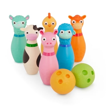 Battat Barnyard Bowling Set with 6 Farm Animal Pins 2 Balls, Toddler and Preschool Toys