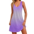 thumbnail image 2 of Ovzne Robes pour Femmes Robe d'Été Robe d'Été pour Femmes à Imprimé Dégradé Ample Sans Manches à Col en V avec Poche Robe Soleil Liquidation, 2 of 6