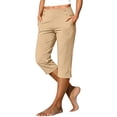 thumbnail image 1 of Timegard Womens Capri Pants Stretch High Waist Button Pull on Work Business Casual Pants for Summer with Pockets, 1 of 8