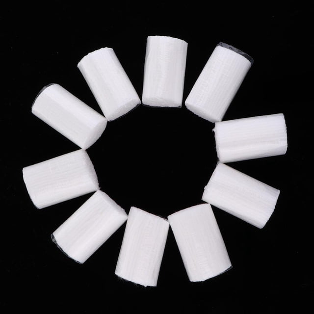 10 Bundle Latch Hook Rug Kits Crocheting Yarns for Sewing Needlecrafts in white color, arranged in a circular pattern on a black background. Made of durable acrylic fiber, each yarn measures approximately 6cm in length and 2mm in diameter. Suitable for latch hook rug projects, crochet crafts, and DIY home textiles.
