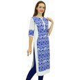 thumbnail image 4 of Phagun Kurta Droite Bleue pour Femmes Manches 3/4 Imprimée Décontractée Kurti-24, 4 of 8