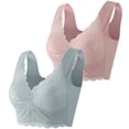thumbnail image 1 of Timegard 2pc Plus Size Bras for Women No Underwire Lace Full Support Back Smoothing Comfort Daily Bras, 1 of 6