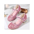 thumbnail image 4 of MAWCLOS Chaussures Mary Jane pour Filles Princesse à Strass, Talon Bloc Épais, Confort, Chaussures Habillées, Bout Rond, Sandales à Talons de Performance, Rose 8C, 4 of 6