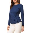 thumbnail image 4 of INSPIRE CHIC Blouse à Manches Longues pour Femmes à Col Rond avec Torsade devant, 4 of 7