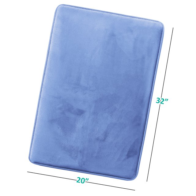 1 Large Clara Clark Bath Mat Bathroom Rug - Absorbent Memory Foam Bath Rugs - Non-Slip, Thick, Cozy Velvet Feel Microfiber Bathrug, Plush Shower, Toilet- Floor Bathmats Carpet - Calm Blue - 20"x32"