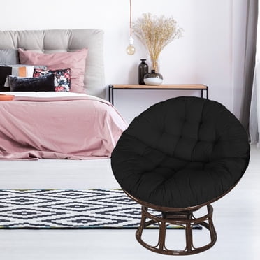 Elodie Chaise Balançoire Suspendue en Rotin Oeuf Coussins Ronds Extérieur Jardin Patio Hamac Noir
