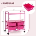 thumbnail image 3 of Costway Rolling Storage Cart with 4 Drawers & 2 Shelves Multipurpose Plastic Trolley on Wheels Hot Pink, 3 of 10