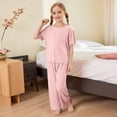 thumbnail image 3 of Hiiyo Infant Girls Pajamas Soft Ribbed Short Sleeve T-Shirt Pants Loungewear, Sizes 1-15, 3 of 5