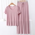 thumbnail image 1 of Weiqiqre Ensemble de Pyjama en Satin pour Femmes Pyjamas Rafraîchissants Ensembles d'Été Assortis Manches Courtes Ensemble de Détente Femmes, 1 of 3