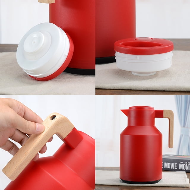 Insulation pot,Pot With Wood Handle Water Kettle Wood Handle Water Thermal Carafe Thermal Coffee Carafe With Wood Handle Carafe Pot 1l Thermal Coffee Tea Carafe Cold Carafe Walled Thermal