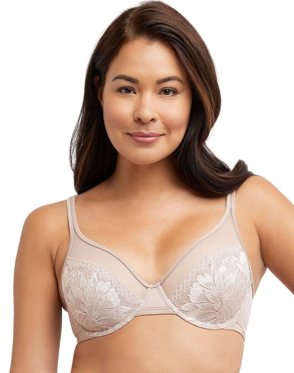 Bali Womens One Smooth U Lightweight Lace Minimizer Bra, 38DD, Evening Blush
