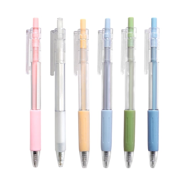 amdohai Gel Ink Pens, Retractable, with Refillable, Fine Point, 0.5mm, Black Ink, 6 Count