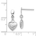 thumbnail image 2 of Boucles d'Oreilles Sterling Silver en Rhodium Plaqué 3-D Scratch Coeur Post QE8706 France, 2 of 2