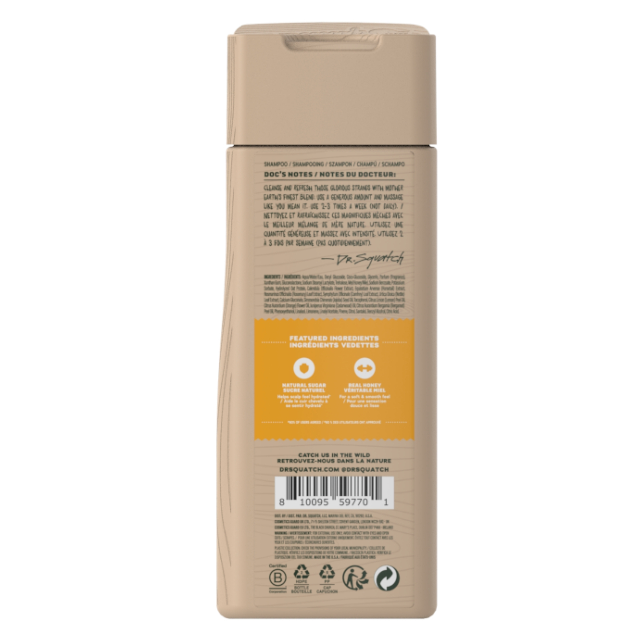 Shampooing hydratant Summer Citrus du Dr. Squatch, shampooing naturel pour hommes, 325 ml