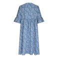thumbnail image 4 of Meichang Robes Midi Bohèmes pour Femmes Robe Plissée à Imprimé Floral Ourlet Fluide Robe Décontractée Mode Fendue Col en V Robes de Plage Amples Ajustées à Volants Manches Courtes Robe d'Été, 4 of 6