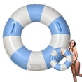thumbnail image 4 of HUASHENG Large Swim Ring With Handles For Kids Adults 35 Inch Classic Striped Pool Inner Tubes Inflatable Pool Floats Float Pool Floaties Adult Size For Summer Pool Beach Blue, 4 of 5