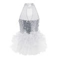 thumbnail image 2 of Linjinx Robe Tutu de Danse Ballet à Sequins Brillants pour Filles, Costume de Performance Jazz Latin Moderne Blanc 14, 2 of 7