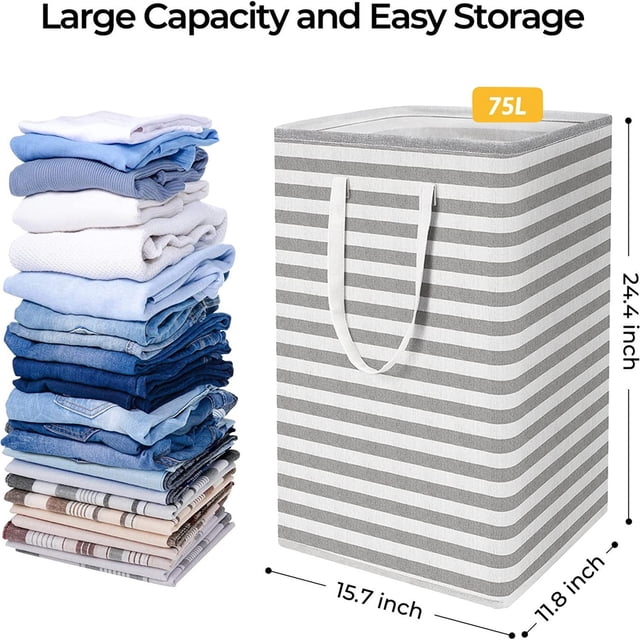 Home Textile Storage Freestanding Laundry Hamper Tall Clothes Hamper with Extended Handles for Dorm Family and Home Organization
