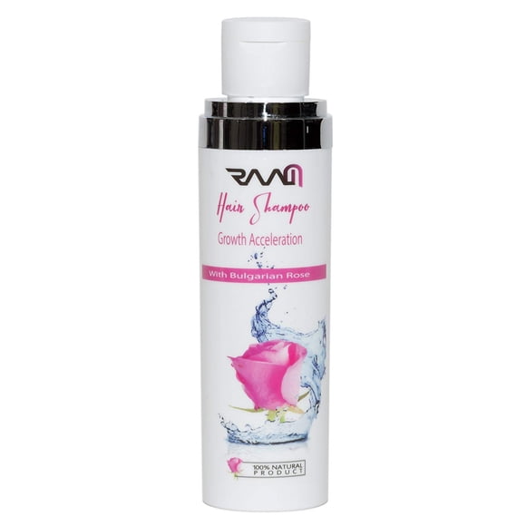 RAAM Shampooing pour Cheveux - avec Rose Bulgare / Accélération de la Croissance / Produit 100 % Naturel / Sans Parabènes Ni Sulfates / 100 ml