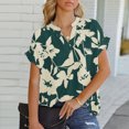 thumbnail image 1 of RXIRUCGD T-Shirts à Col en V pour Femmes T-Shirt Décontracté Aguichant de Mode d'Été Imprimé à Manches Courtes Boutonné en Chiffon Chemisier Hauts d'Été pour Femmes, 1 of 6