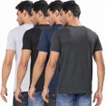 thumbnail image 4 of London Hills T-Shirts à Col Rond pour Hommes – Lot de 4 T-Shirts Unis en Mélange de Coton / Coupe Régulière, Manches Mi-Longues, Multicolore / Basiques Doux et Respirants pour le Quotidien, 4 of 7