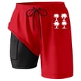 thumbnail image 4 of Ediodpoh Mens Swim Trunks Summer Fashion Gradient Color Double Layer Board Pants with Pockets Swim Shorts for Men Red L, 4 of 4