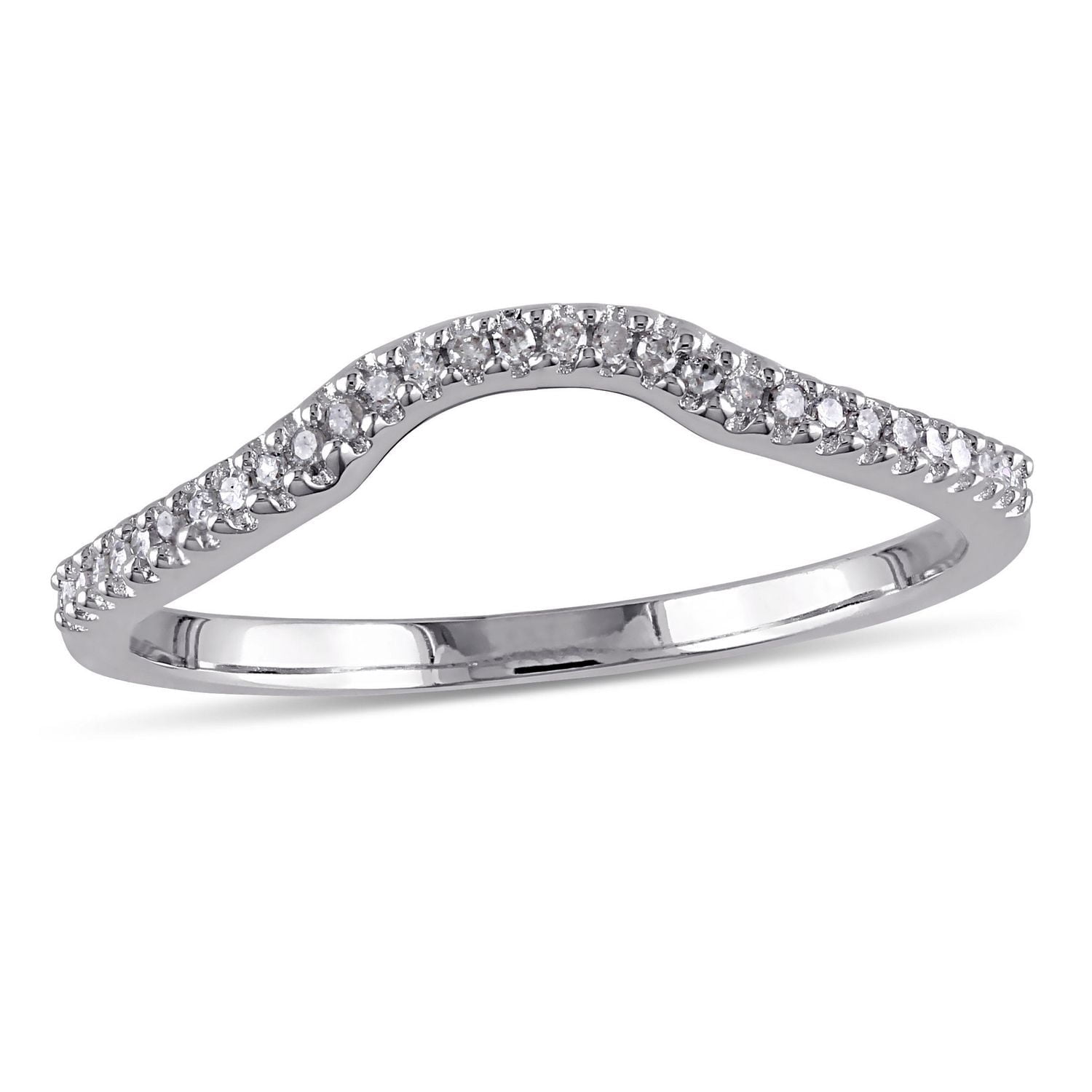 Bague de mariage courbée Miabella avec diamants 1/10 CT poids total en argent sterling