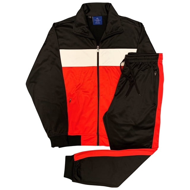 Men's 2-Piece Tracksuit Coral Blocks Jogger Track Jacket & Trackpants Jogging Suit Outfit