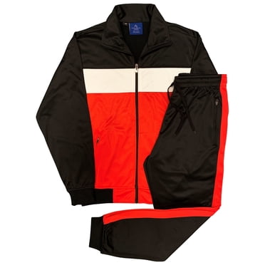 Men's 2-Piece Tracksuit Coral Blocks Jogger Track Jacket & Trackpants Jogging Suit Outfit