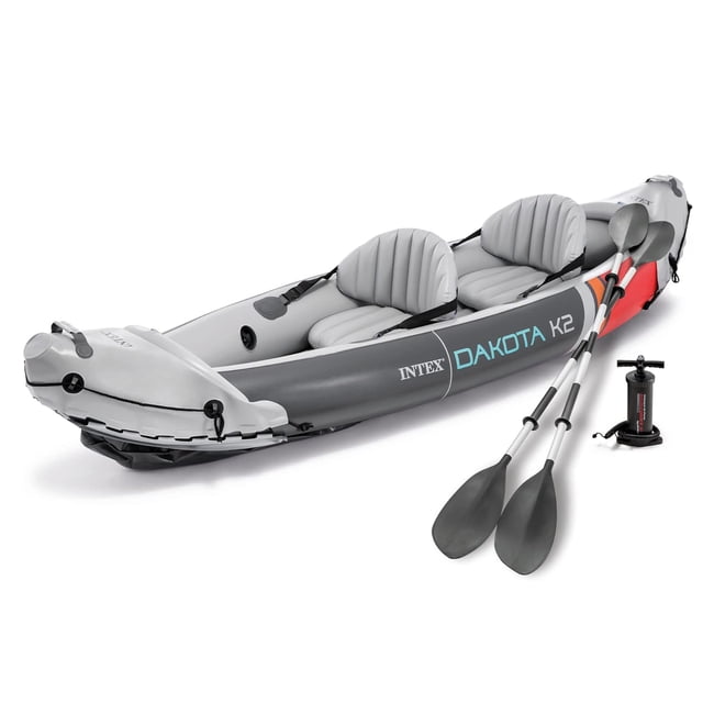 Intex Dakota K2 Kayak Gonflable en Vinyle pour 2 Personnes et Trousse d'Accessoires avec Rames et Pompe